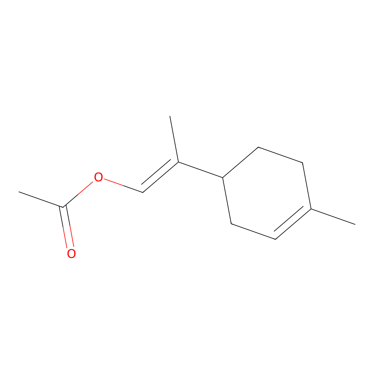 2-(4-Methyl-3-cyclohexen-1-yl)propenyl acetate molecular structure, CAS 15593-88-1