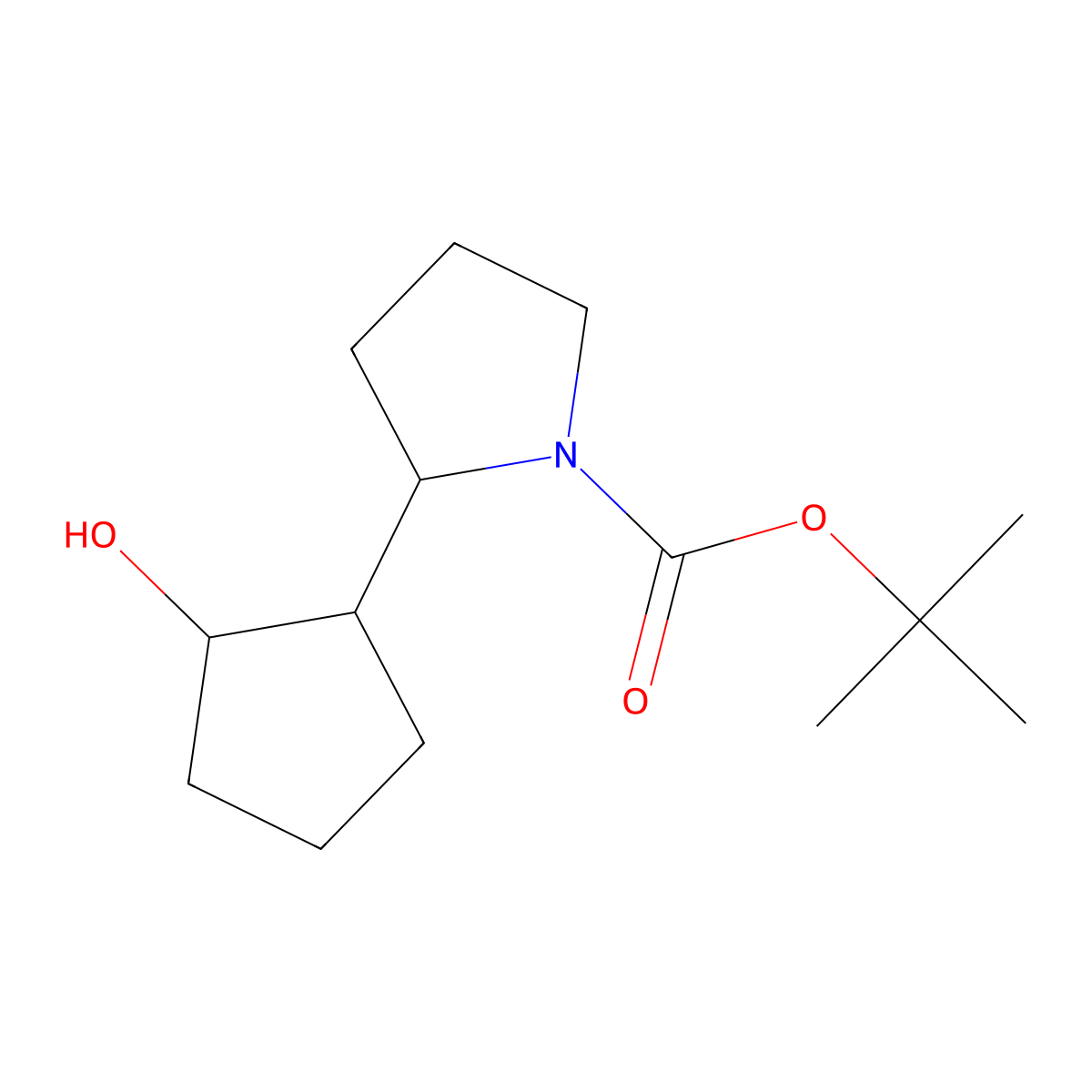 Tert-butyl 2-(2-hydroxycyclopentyl)pyrrolidine-1-carboxylate molecular structure, CAS 1559305-38-2