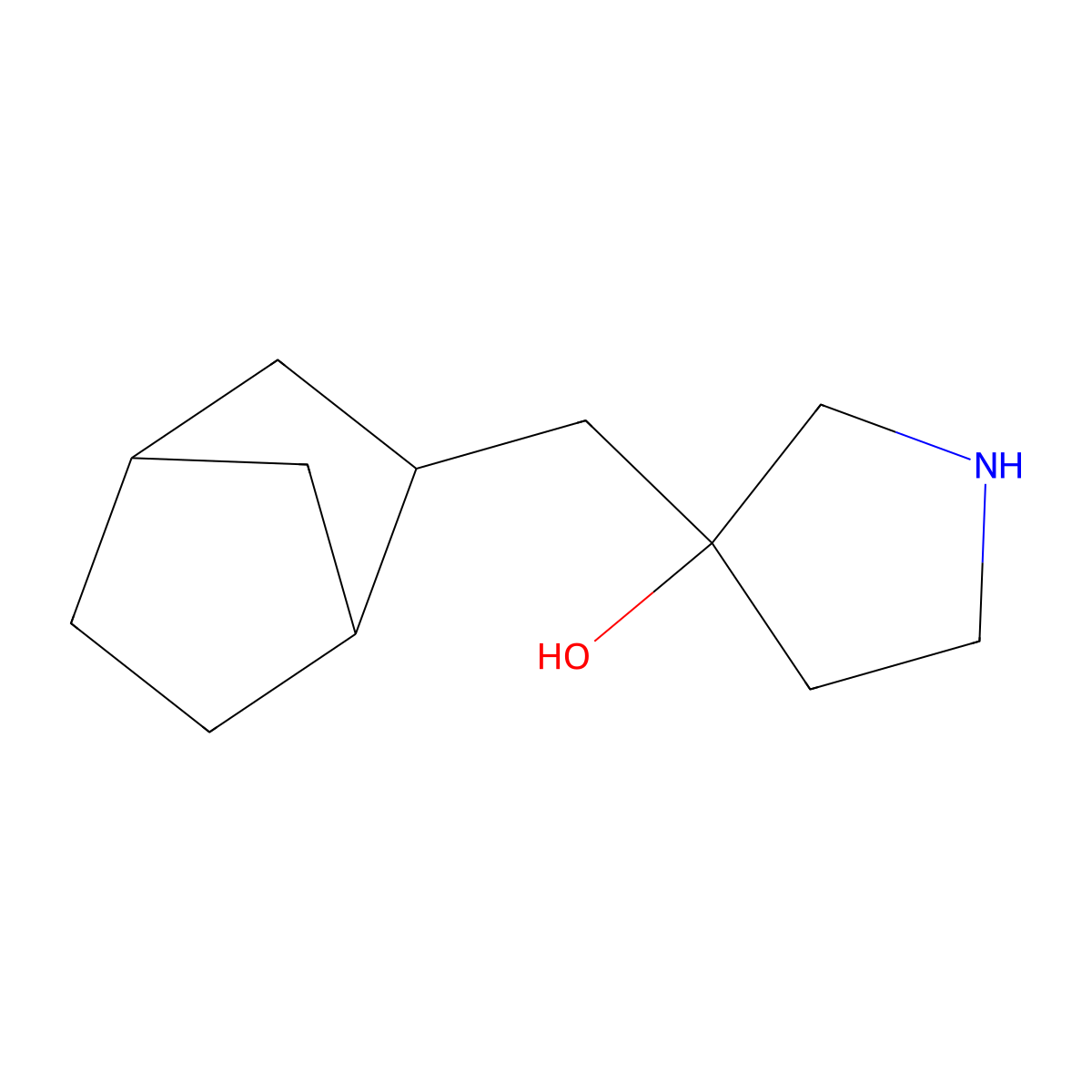 3-(Bicyclo[2.2.1]heptan-2-ylmethyl)pyrrolidin-3-ol molecular structure, CAS 1559315-51-3