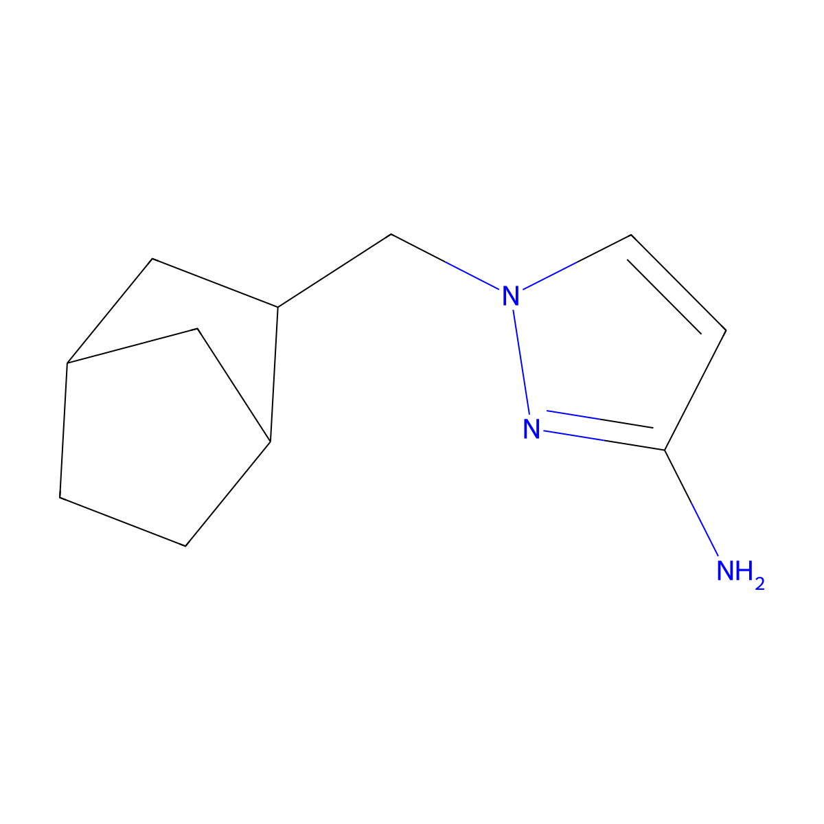 1-({bicyclo[2.2.1]heptan-2-yl}methyl)-1H-pyrazol-3-amine molecular structure, CAS 1559364-79-2