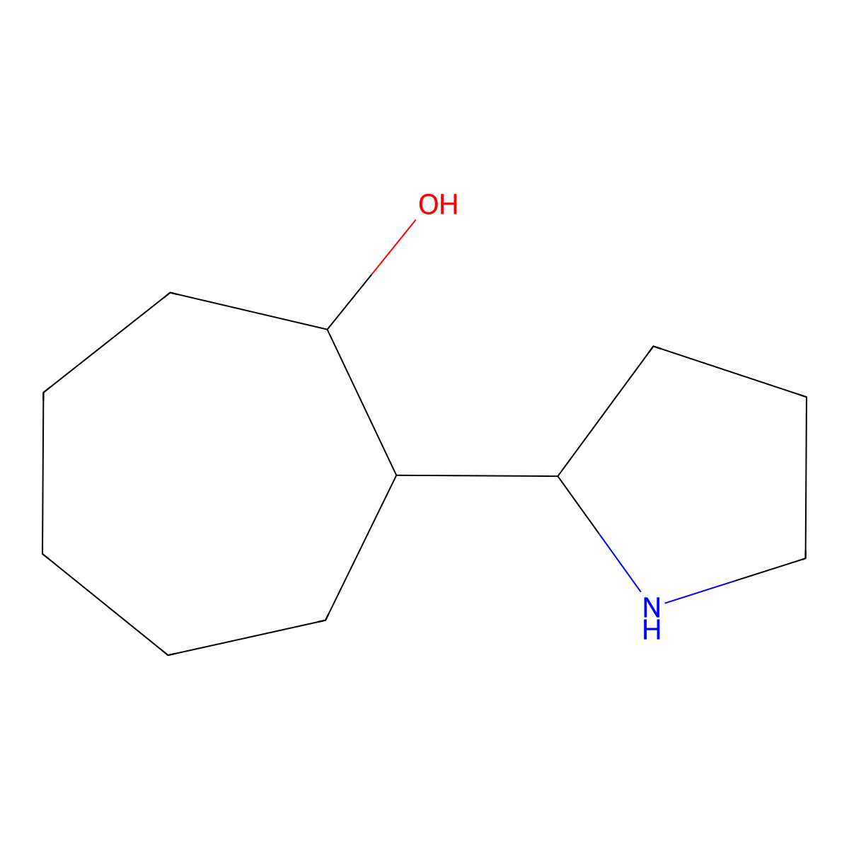 2-(Pyrrolidin-2-yl)cycloheptan-1-ol molecular structure, CAS 1559498-34-8