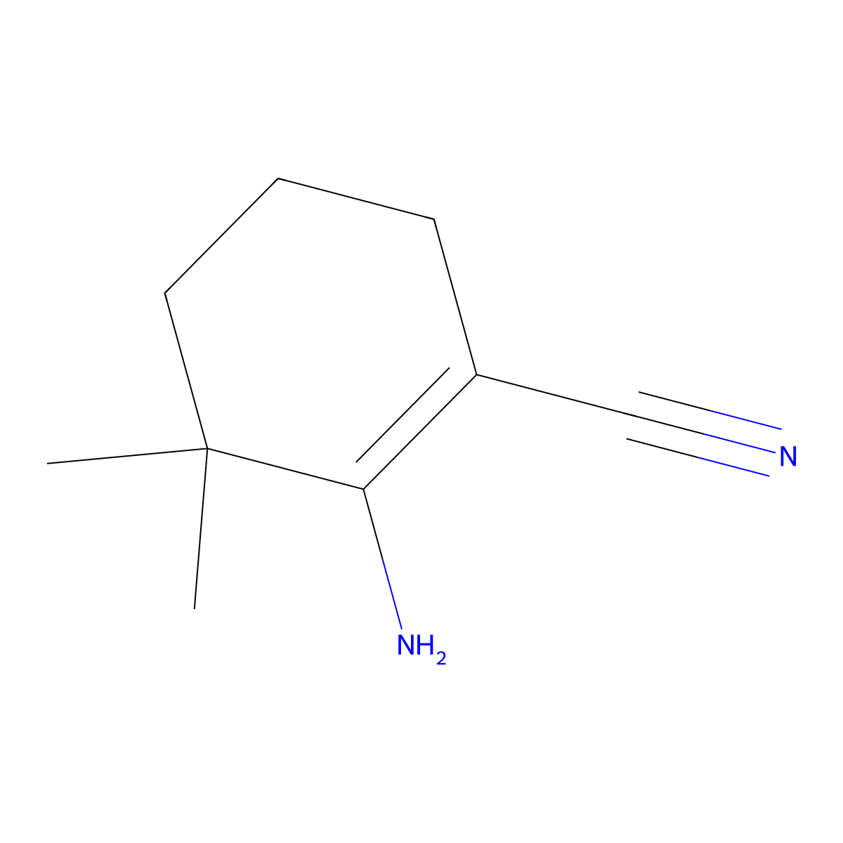 2-Amino-3,3-dimethylcyclohex-1-ene-1-carbonitrile molecular structure, CAS 15595-72-9