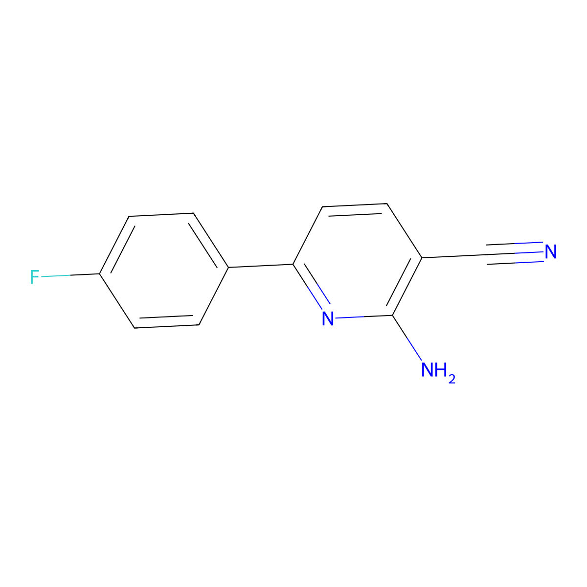 3-Pyridinecarbonitrile, 2-amino-6-(4-fluorophenyl)- molecular structure, CAS 155952-16-2