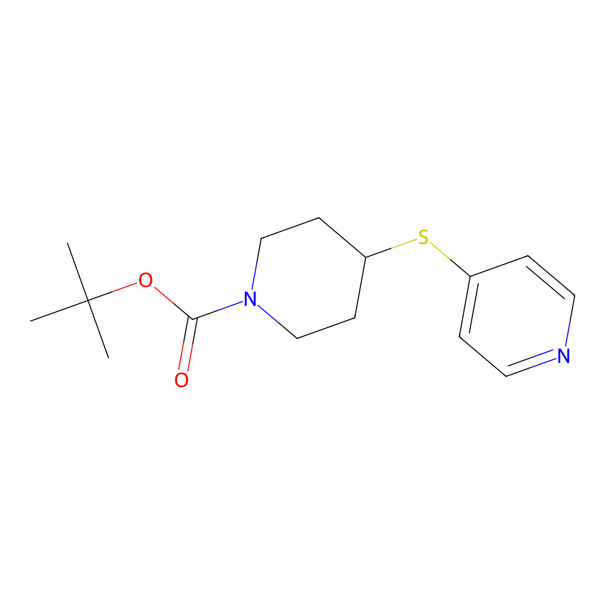 4-(Pyridin-4-ylsulfanyl)-piperidine-1-carboxylic acid tert-butyl ester molecular structure, CAS 155967-58-1