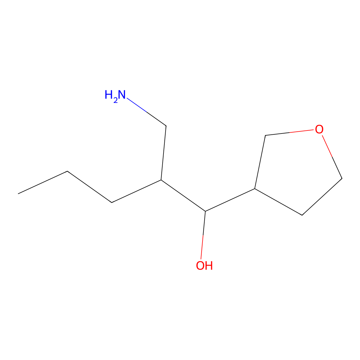 2-(Aminomethyl)-1-(oxolan-3-yl)pentan-1-ol molecular structure, CAS 1559696-59-1