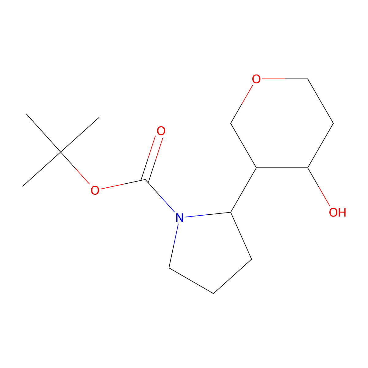Tert-butyl 2-(4-hydroxyoxan-3-yl)pyrrolidine-1-carboxylate molecular structure, CAS 1559718-03-4