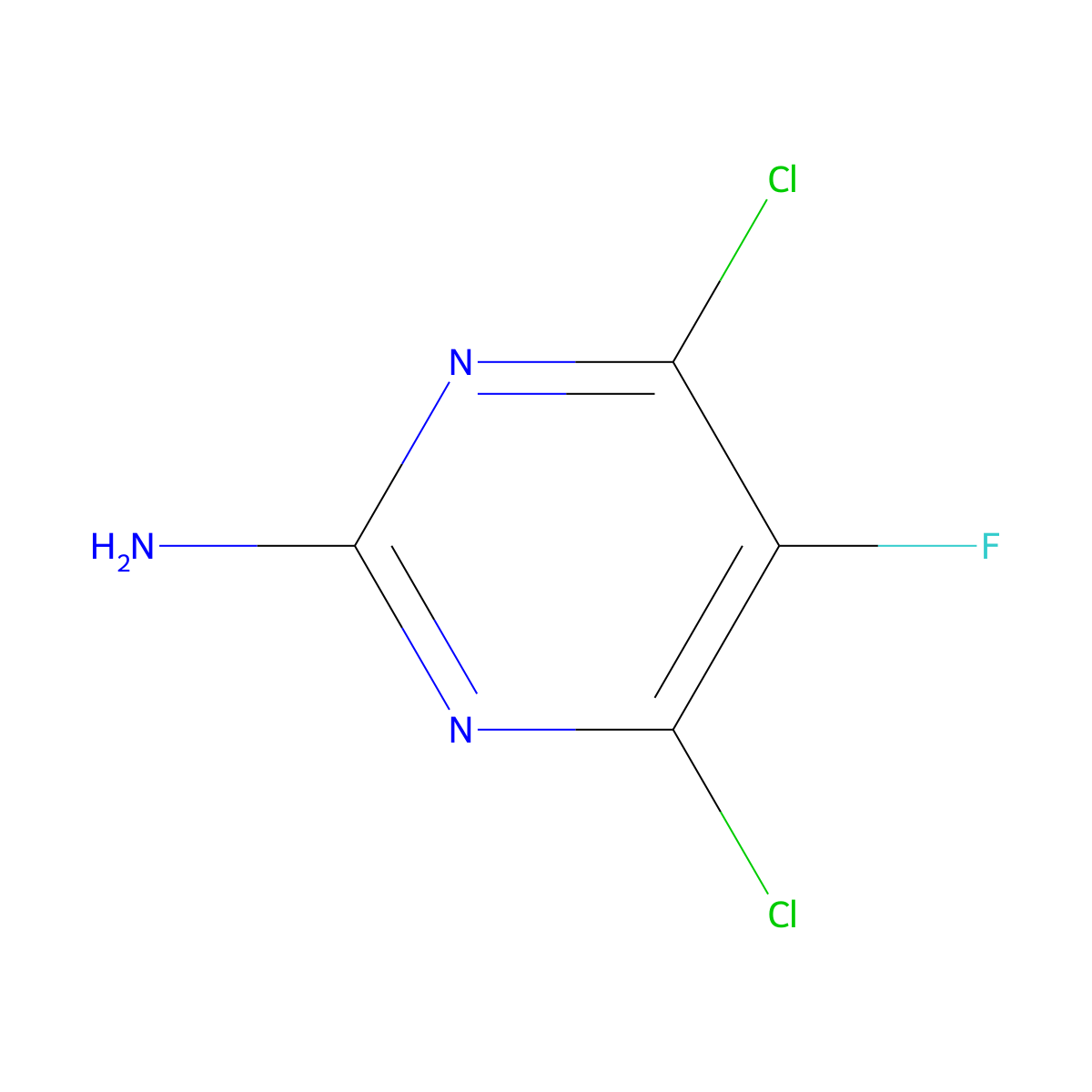 4,6-Dichloro-5-fluoropyrimidin-2-amine molecular structure, CAS 15598-33-1