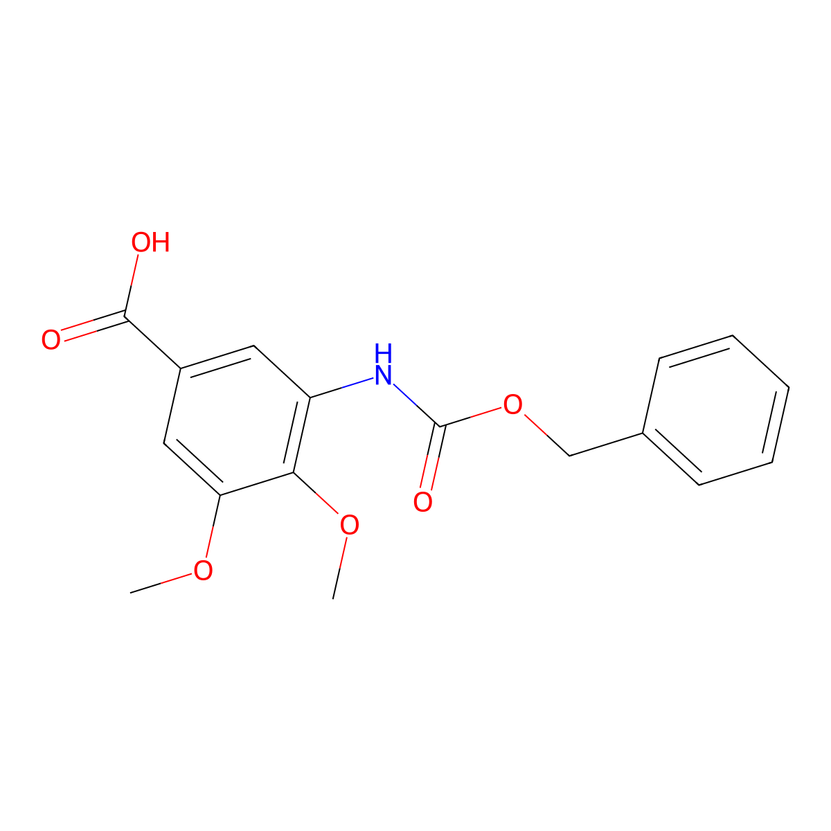 3-{[(Benzyloxy)carbonyl]amino}-4,5-dimethoxybenzoic acid molecular structure, CAS 155989-60-9