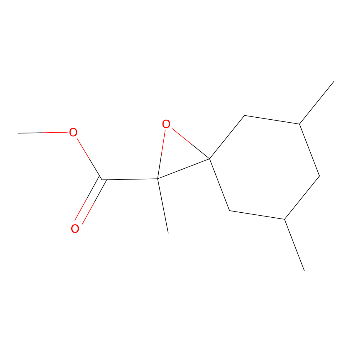 Methyl 2,5,7-trimethyl-1-oxaspiro[2.5]octane-2-carboxylate molecular structure, CAS 1559907-99-1