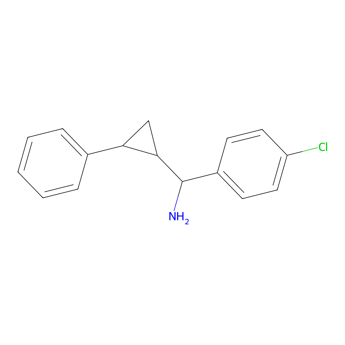 (4-Chlorophenyl)(2-phenylcyclopropyl)methanamine molecular structure, CAS 1559963-32-4