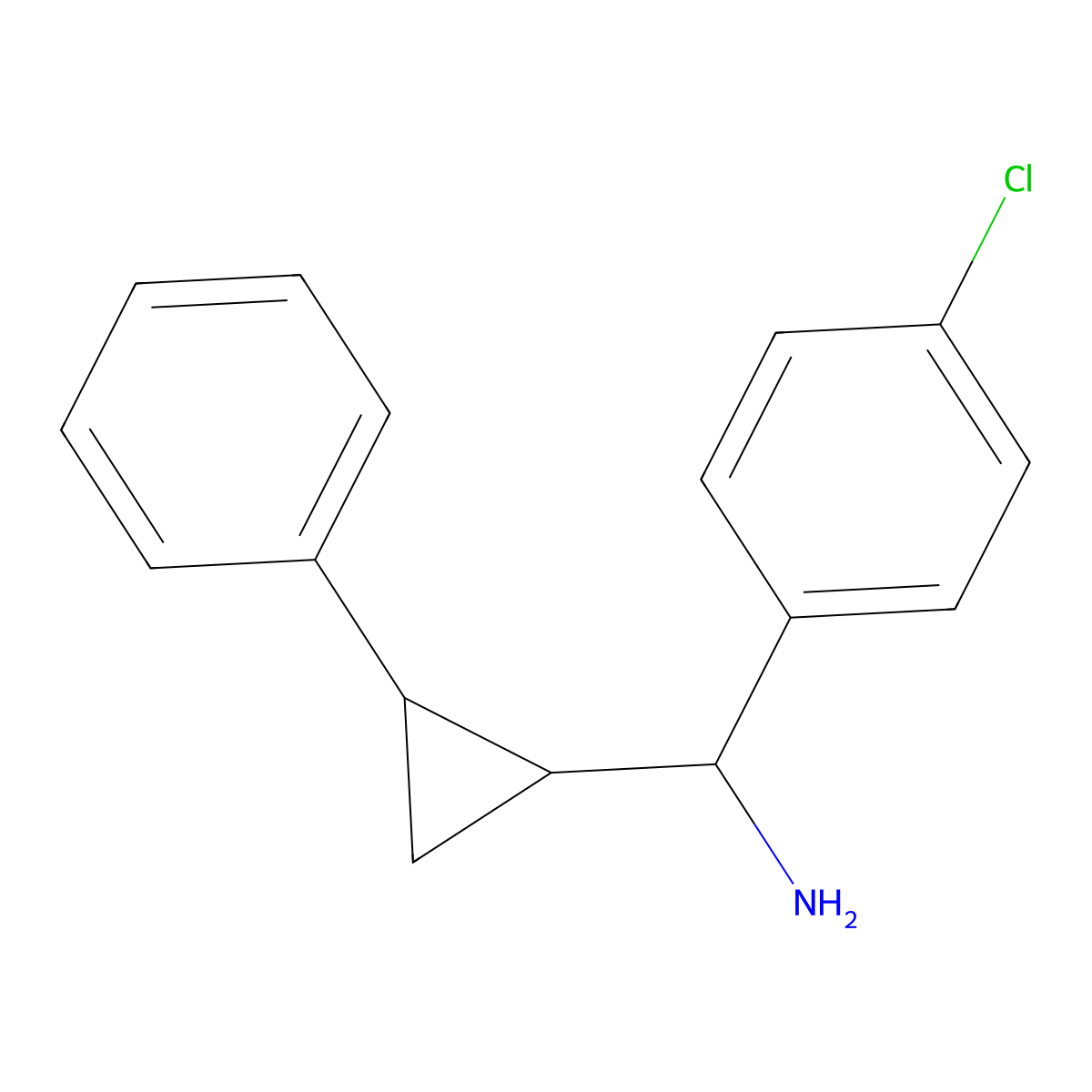 (4-Chlorophenyl)(2-phenylcyclopropyl)methanamine molecular structure, CAS 1559963-32-4