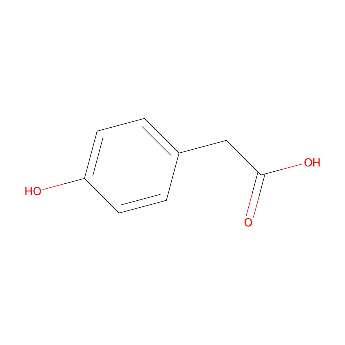 Hydroxyphenylacetic acid molecular structure, CAS 156-38-7