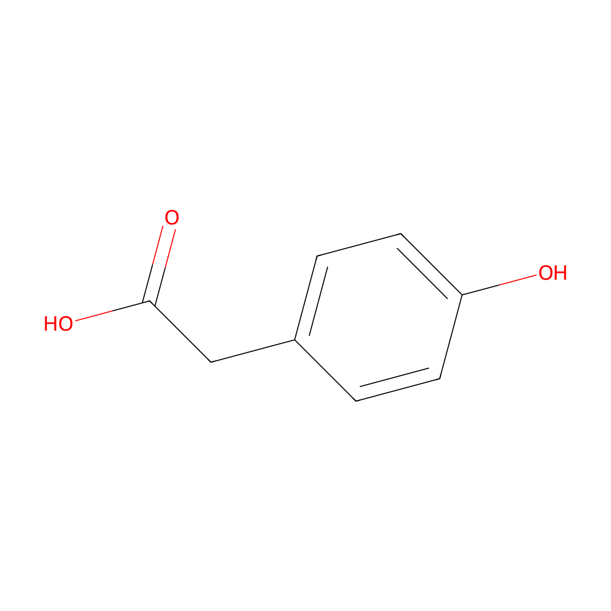 Hydroxyphenylacetic acid molecular structure, CAS 156-38-7