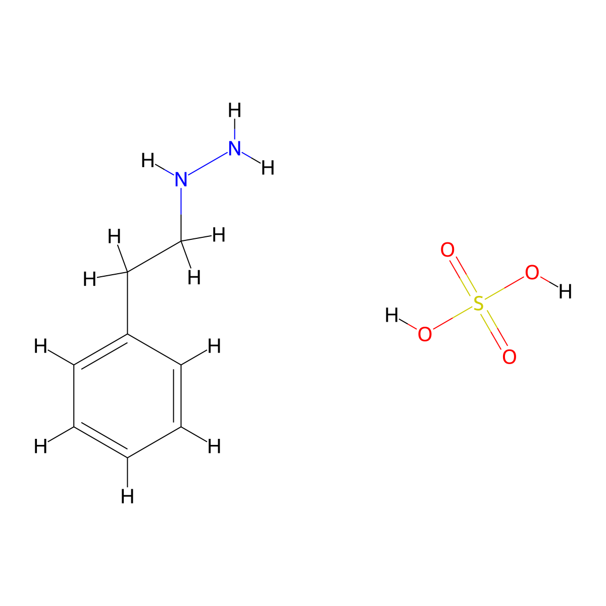 Phenelzine Sulfate molecular structure, CAS 156-51-4