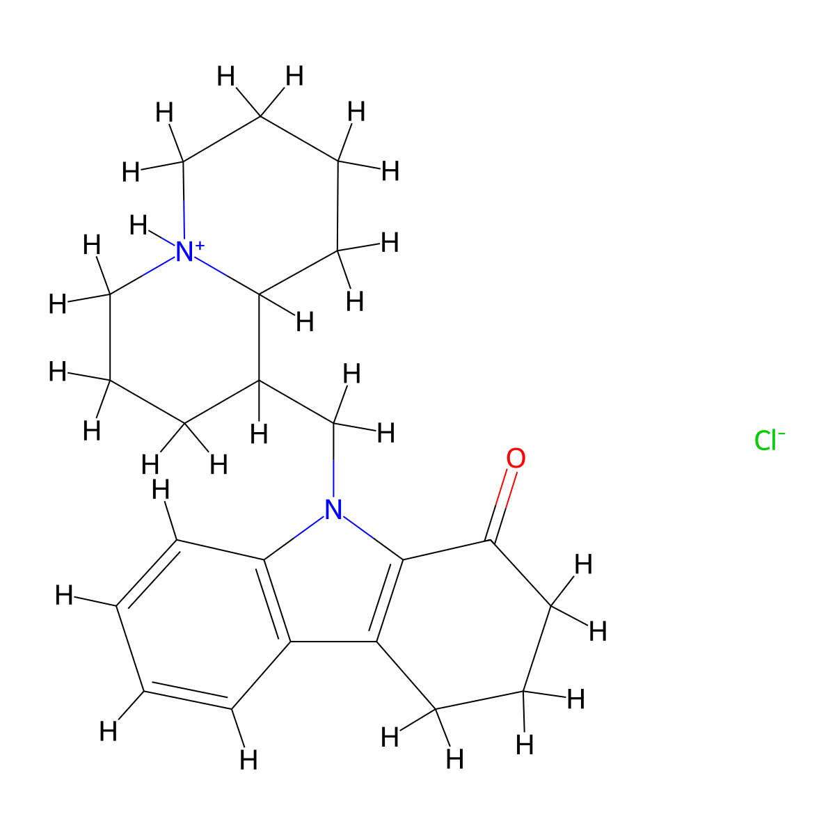 Carbazol-1(2H)-one, 3,4-dihydro-9-(octahydro-1H-quinolizin-1-ylmethyl)-, monohydrochloride molecular structure, CAS 15600-93-8