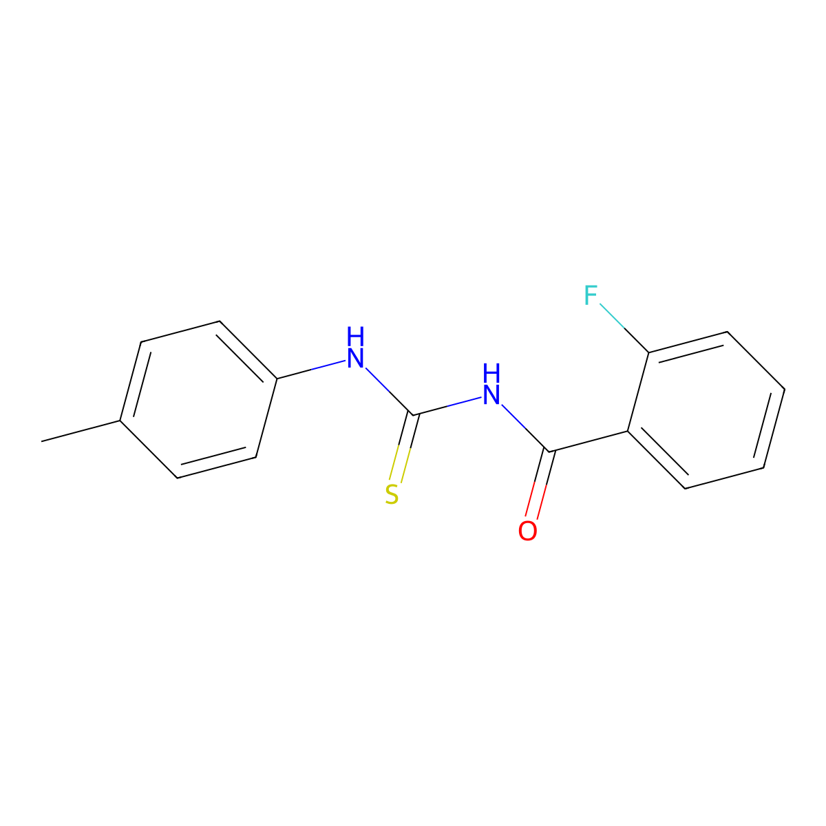 2-fluoro-N-[(4-methylphenyl)carbamothioyl]benzamide molecular structure, CAS 156005-06-0