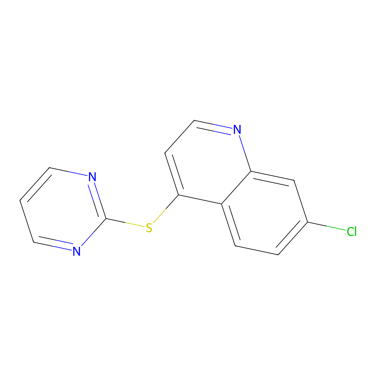 7-Chloro-4-(2-pyrimidinylsulfanyl)quinoline molecular structure, CAS 156006-45-0