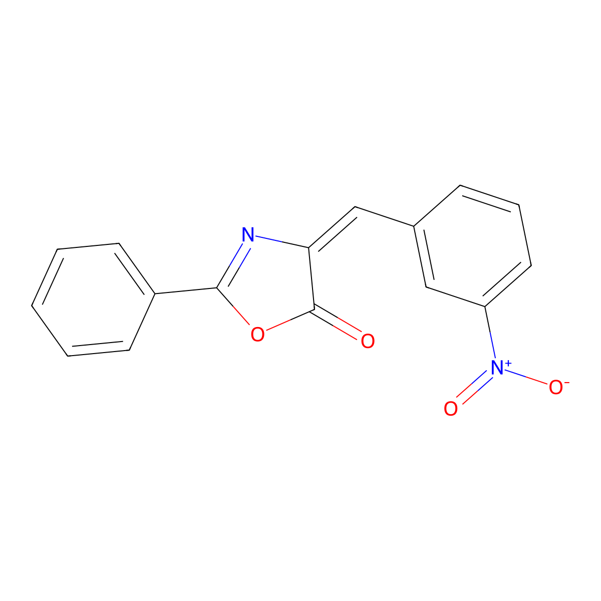 4-[(3-Nitrophenyl)methylidene]-2-phenyl-1,3-oxazol-5-one molecular structure, CAS 15601-45-3