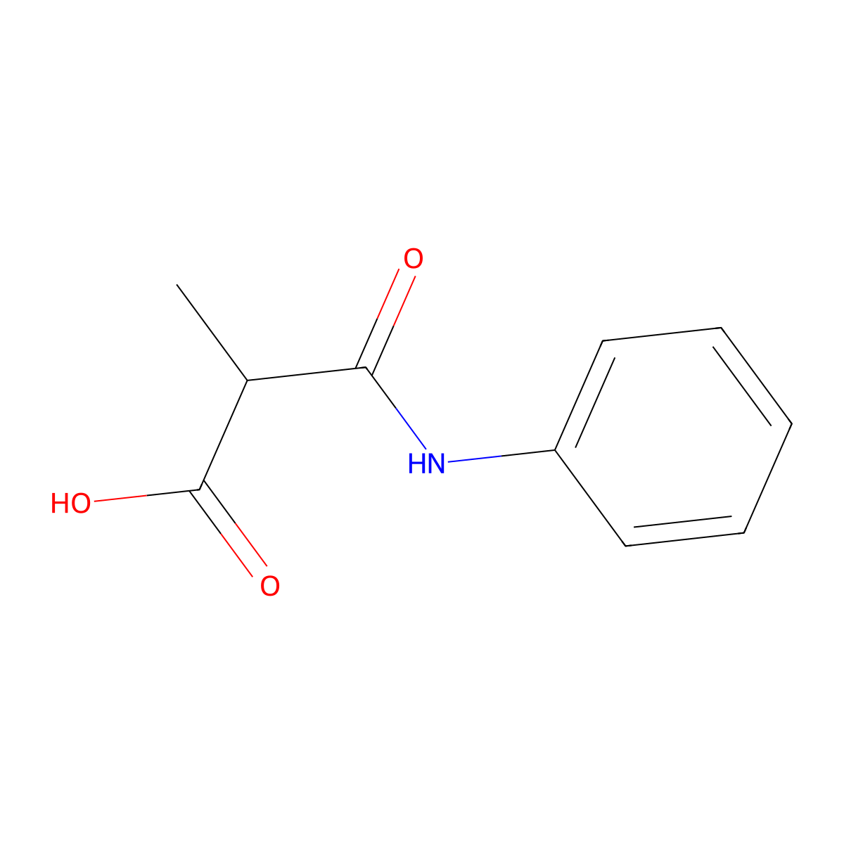 2-Methyl-3-oxo-3-(phenylamino)propanoic acid molecular structure, CAS 15601-92-0
