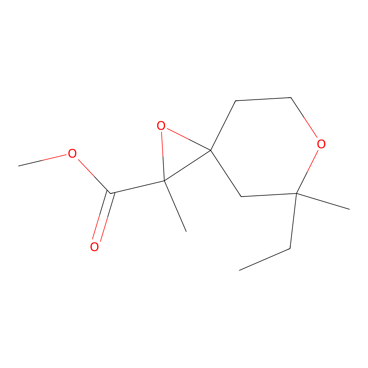 Methyl 5-ethyl-2,5-dimethyl-1,6-dioxaspiro[2.5]octane-2-carboxylate molecular structure, CAS 1560138-52-4