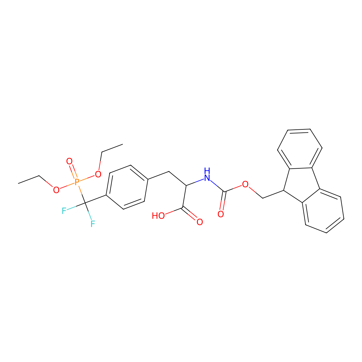 4-[(Dithylphosphono)difluoromethyl]-N-(fluoren-9-ylmethoxycarbonyl)-L-phenylalamine molecular structure, CAS 156017-45-7