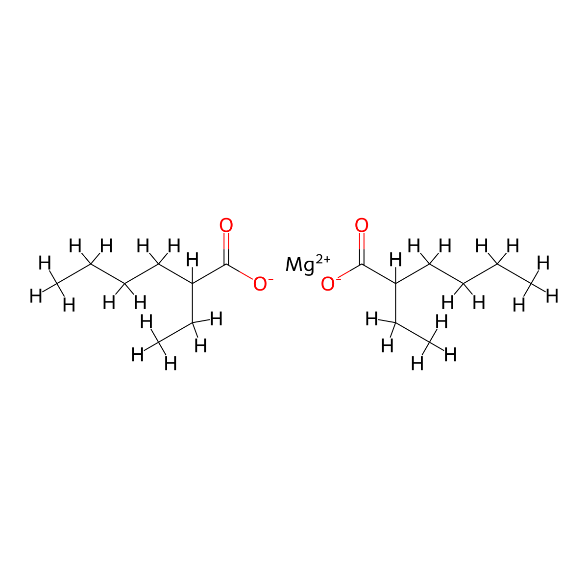 Magnesium 2-ethylhexoate molecular structure, CAS 15602-15-0