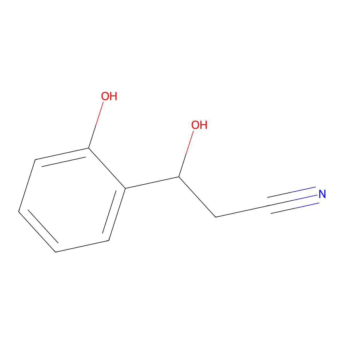 3-Hydroxy-3-(2-hydroxyphenyl)propanenitrile molecular structure, CAS 156023-05-1