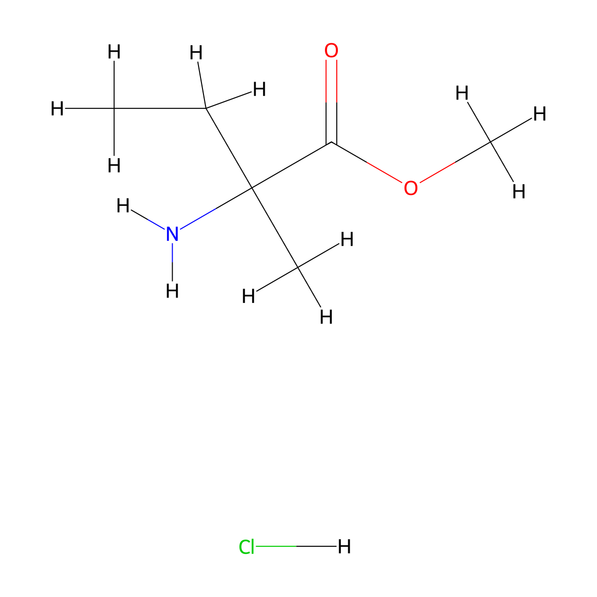 Methyl 2-amino-2-methylbutanoate hydrochloride molecular structure, CAS 156032-14-3