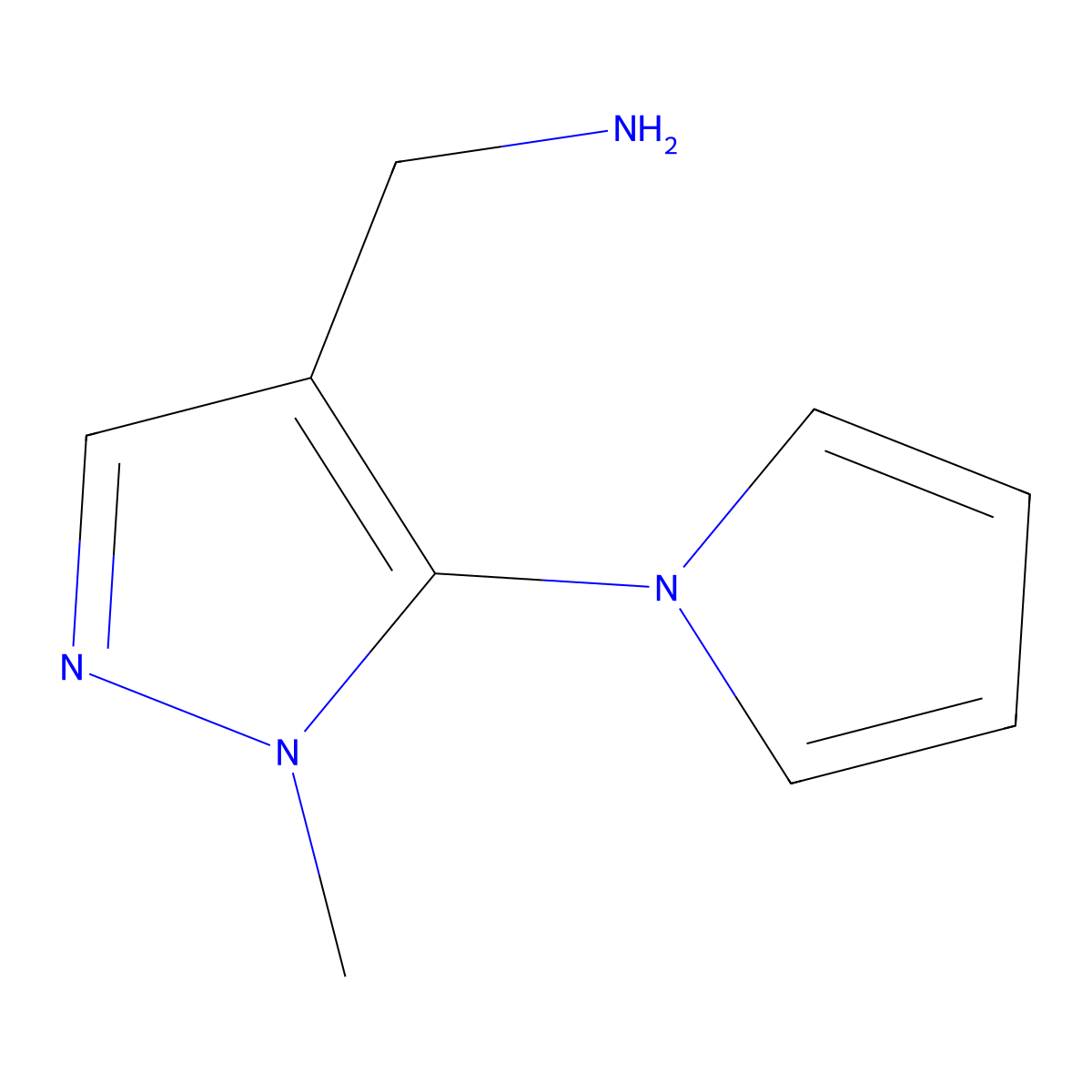 (1-methyl-5-(1H-pyrrol-1-yl)-1H-pyrazol-4-yl)methanamine molecular structure, CAS 156032-53-0
