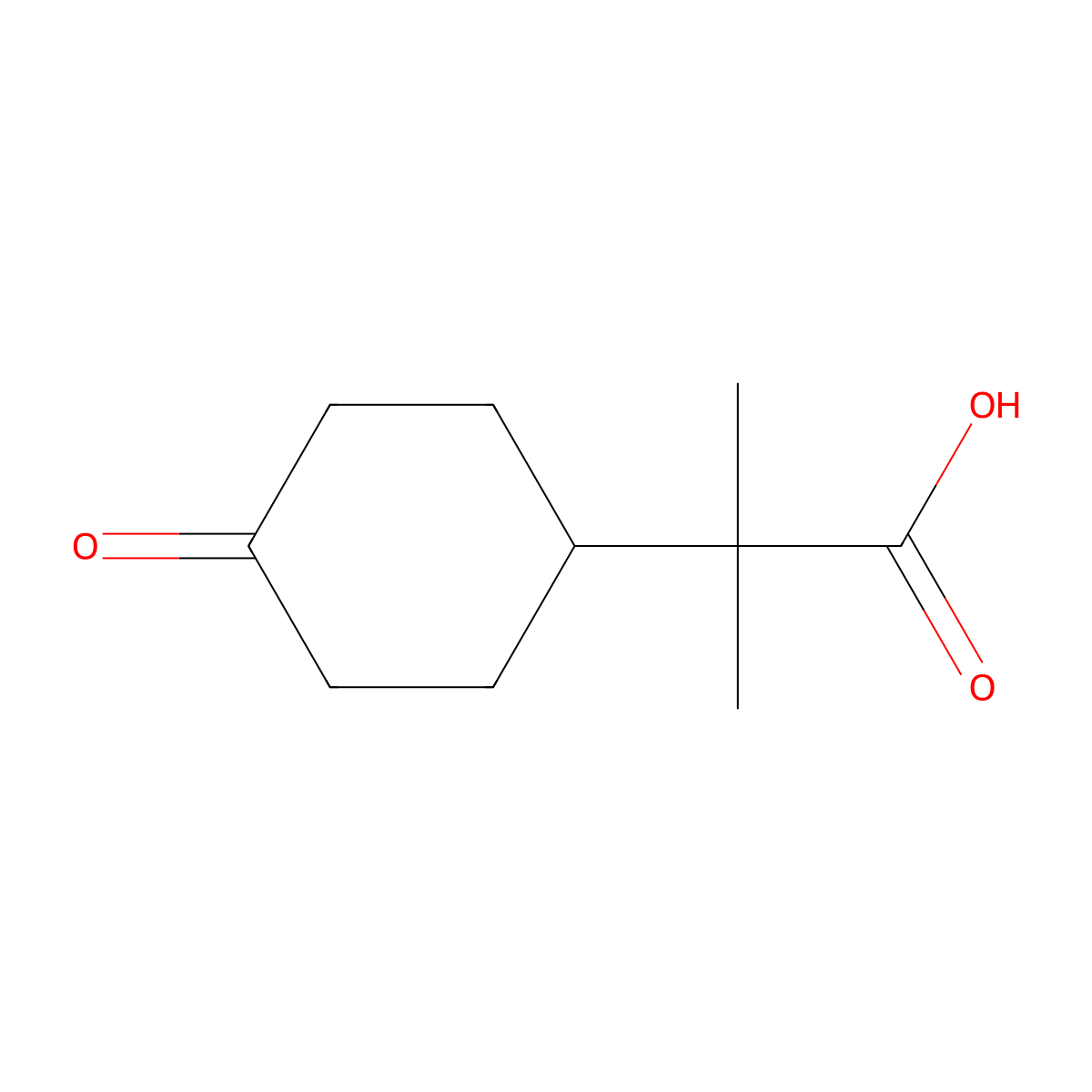 2-Methyl-2-(4-oxocyclohexyl)propanoic acid molecular structure, CAS 156042-34-1