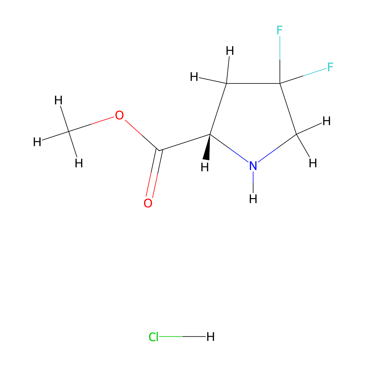(S)-Methyl 4,4-difluoropyrrolidine-2-carboxylate hydrochloride molecular structure, CAS 156046-05-8