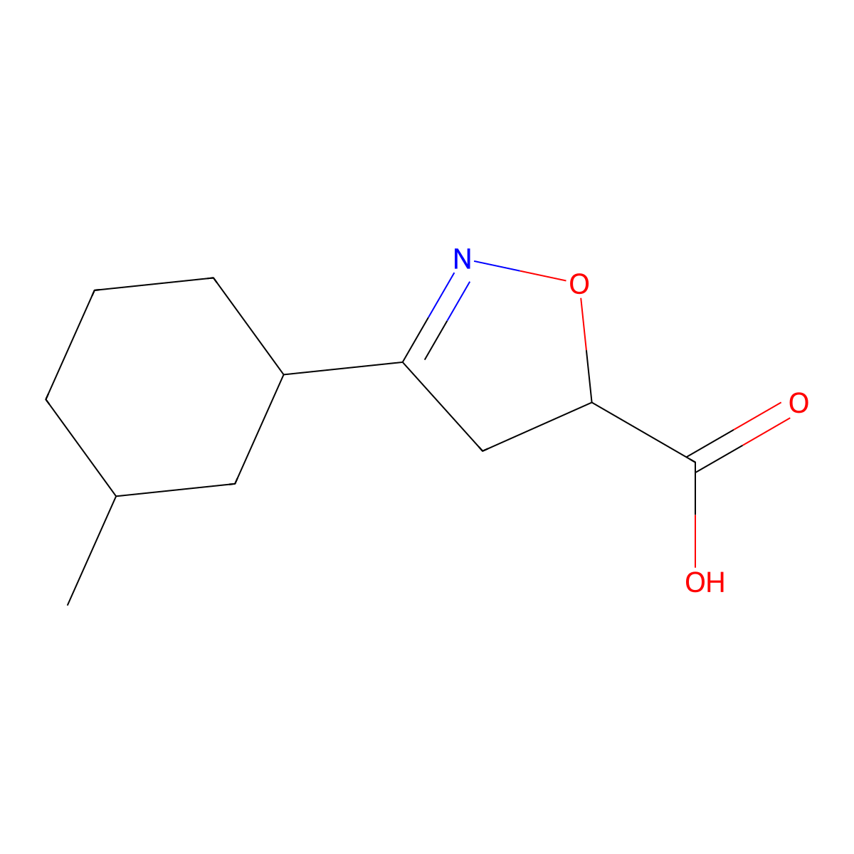 3-(3-Methylcyclohexyl)-4,5-dihydro-1,2-oxazole-5-carboxylic acid molecular structure, CAS 1560460-14-1