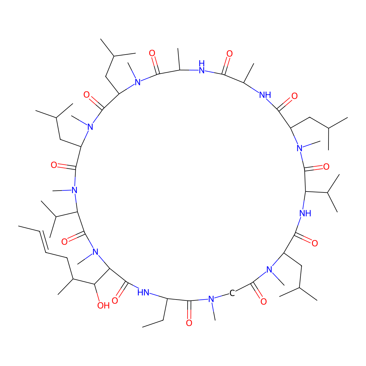 Cyclosporin A molecular structure, CAS 156047-28-8