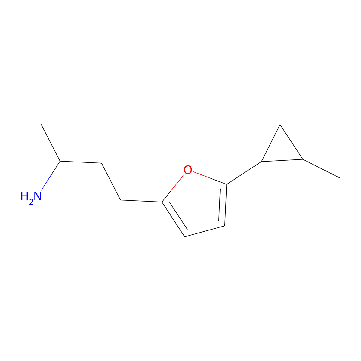 4-(5-(2-Methylcyclopropyl)furan-2-yl)butan-2-amine molecular structure, CAS 1560472-01-6