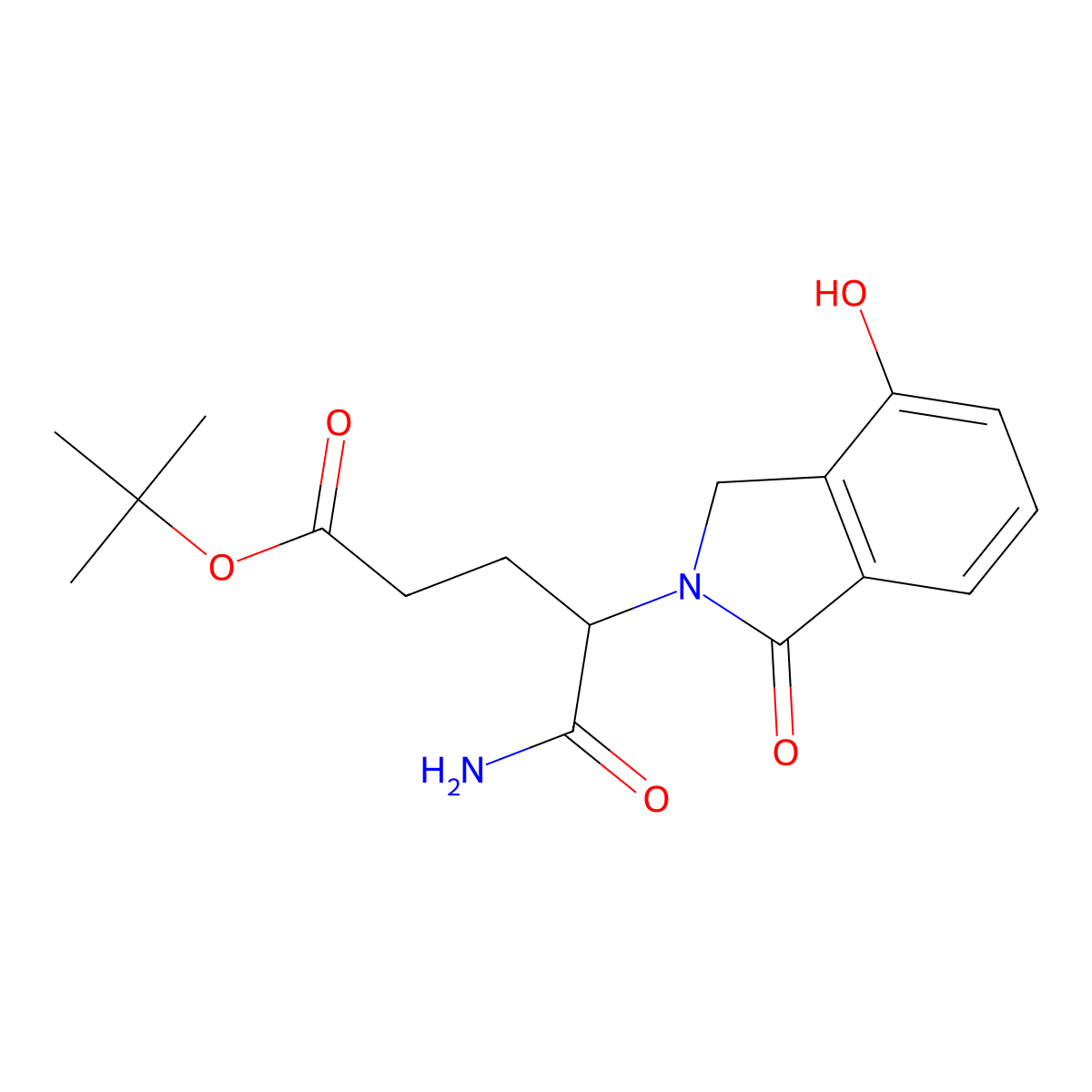 tert-Butyl (S)-5-amino-4-(4-hydroxy-1-oxoisoindolin-2-yl)-5-oxopentanoate molecular structure, CAS 1560678-51-4