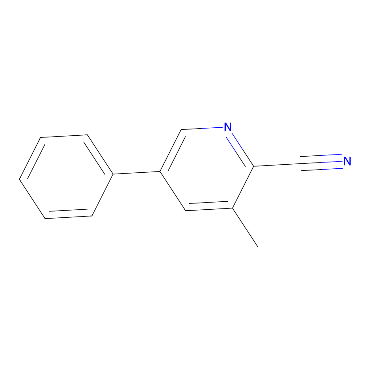 3-Methyl-5-phenyl-2-pyridinecarbonitrile molecular structure, CAS 156072-85-4