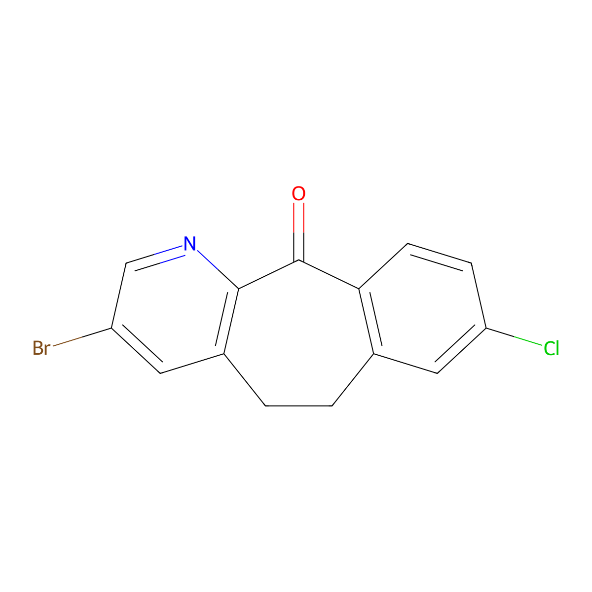 3-bromo-8-chloro-5,6-dihydro-11H-benzo[5,6]cyclohepta[1,2-b]pyridin-11-one molecular structure, CAS 156073-28-8