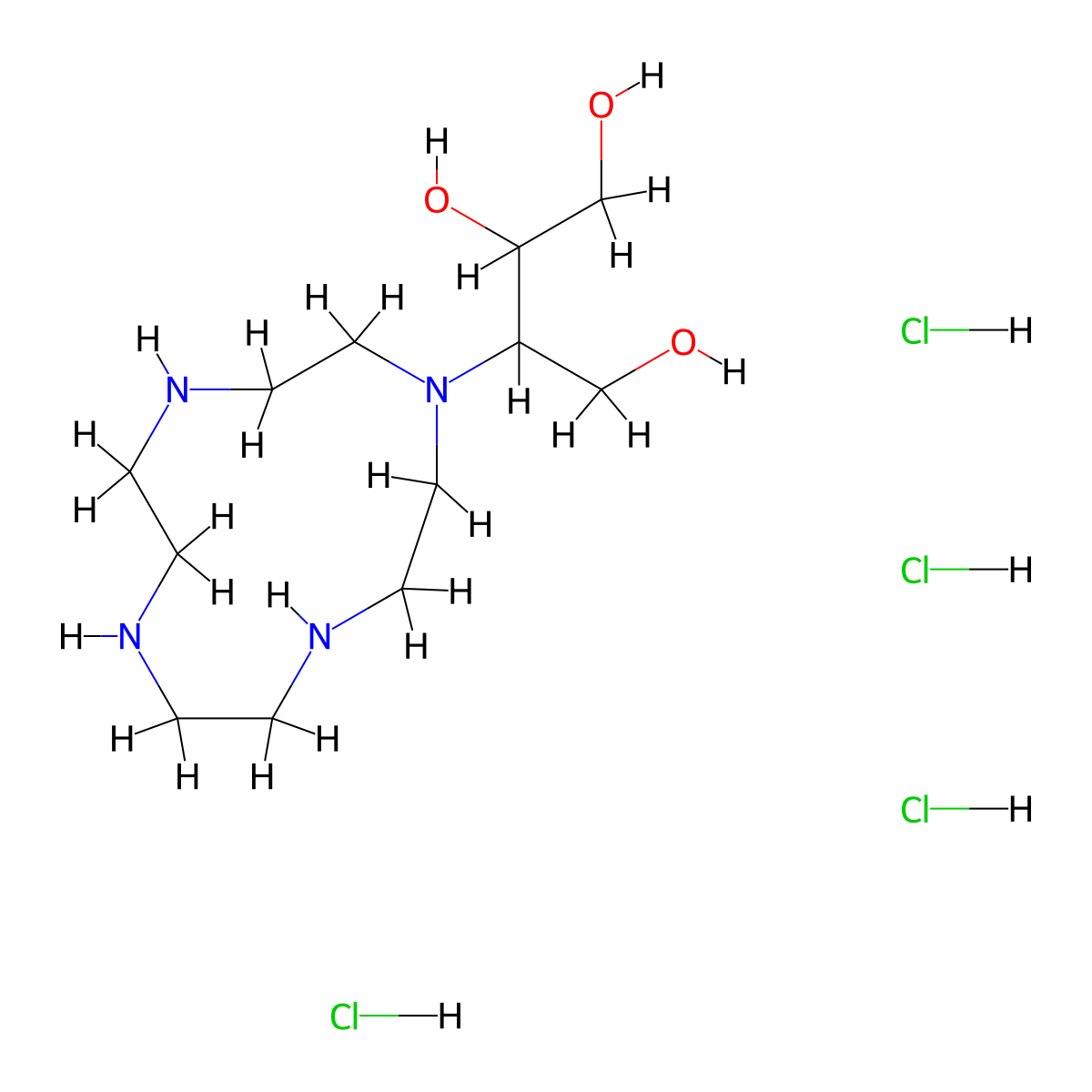3-(1,4,7,10-Tetraazacyclododecan-1-yl)butane-1,2,4-triol tetrahydrochloride molecular structure, CAS 156077-56-4