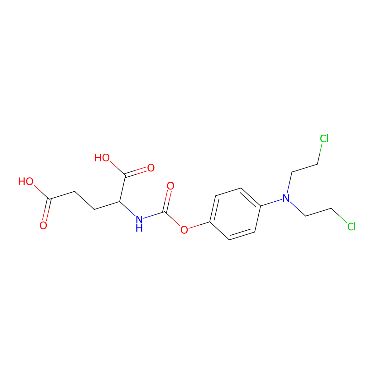 L-Glutamic acid, N-[[4-[bis(2-chloroethyl)amino]phenoxy]carbonyl]- molecular structure, CAS 156078-79-4