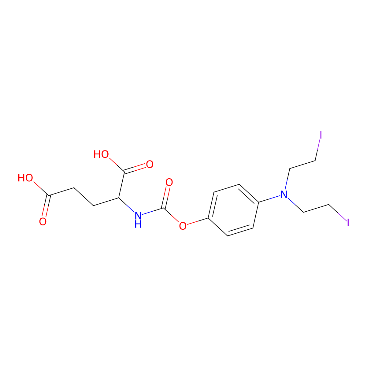 N-[[4-[Bis(2-iodoethyl)amino]phenoxy]carbonyl]-L-glutamic acid molecular structure, CAS 156079-88-8