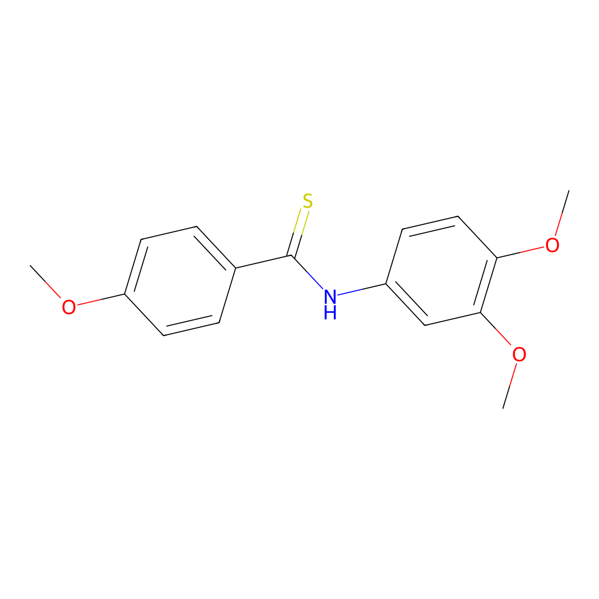 N-(3,4-dimethoxyphenyl)-4-methoxybenzene-1-carbothioamide molecular structure, CAS 156085-92-6