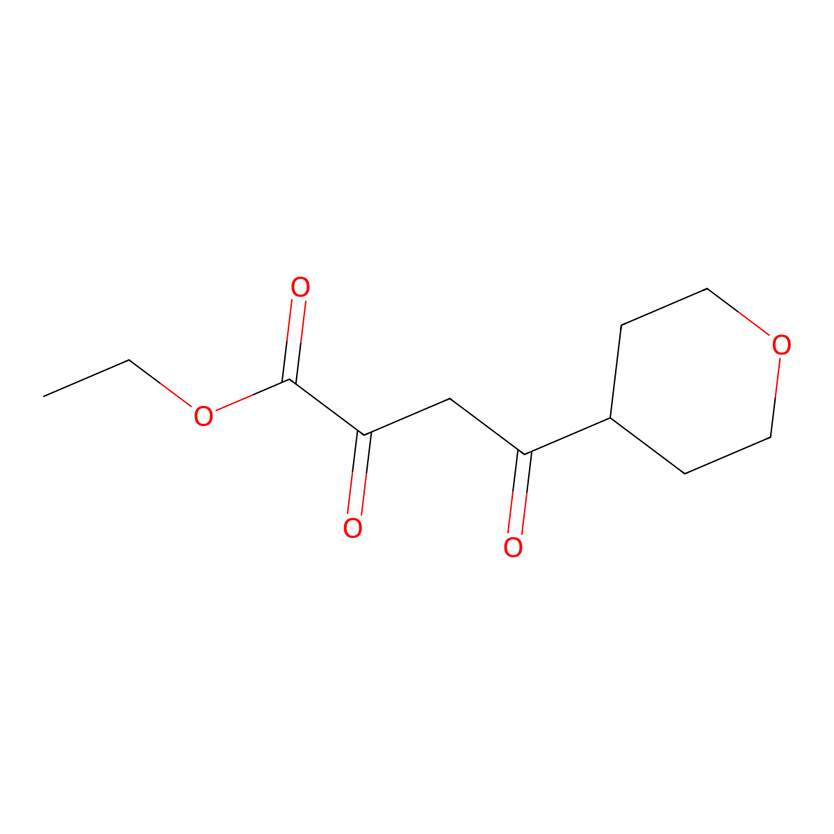 Ethyl 4-(oxan-4-yl)-2,4-dioxobutanoate molecular structure, CAS 1560898-02-3