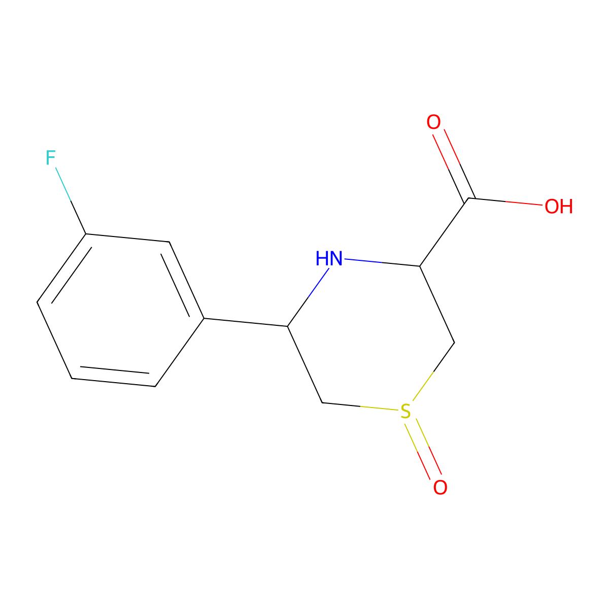 5-(3-Fluorophenyl)-1-oxo-1lambda4-thiomorpholine-3-carboxylic acid molecular structure, CAS 1560915-38-9