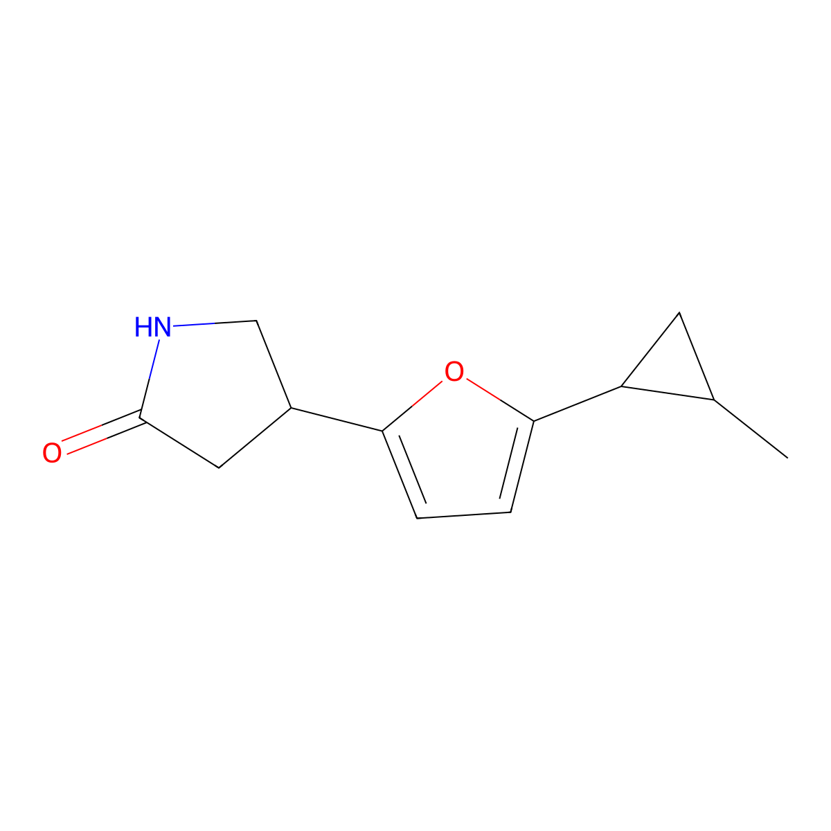4-(5-(2-Methylcyclopropyl)furan-2-yl)pyrrolidin-2-one molecular structure, CAS 1560928-28-0