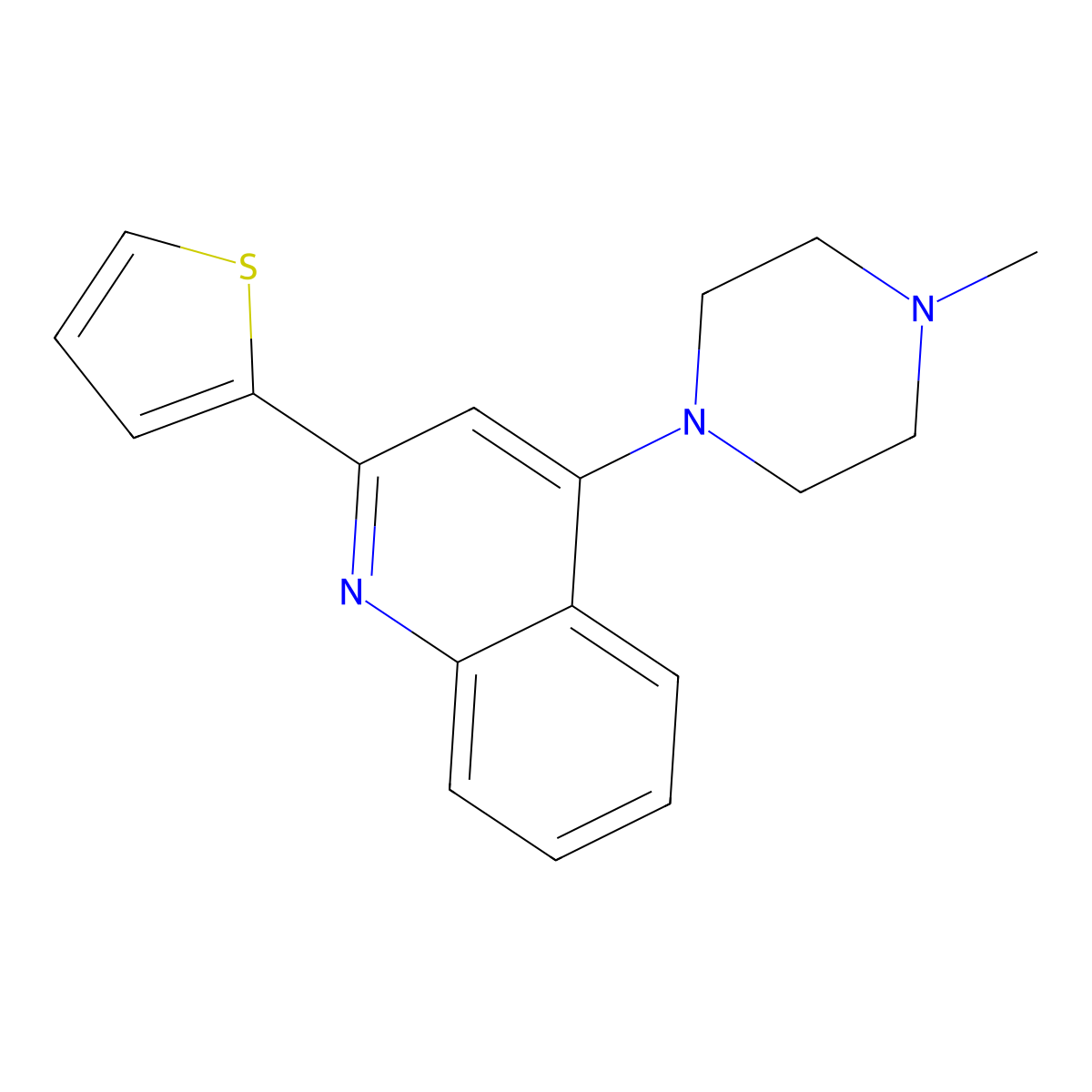 4-(4-Methyl-1-piperazinyl)-2-(2-thienyl)quinoline molecular structure, CAS 156095-20-4