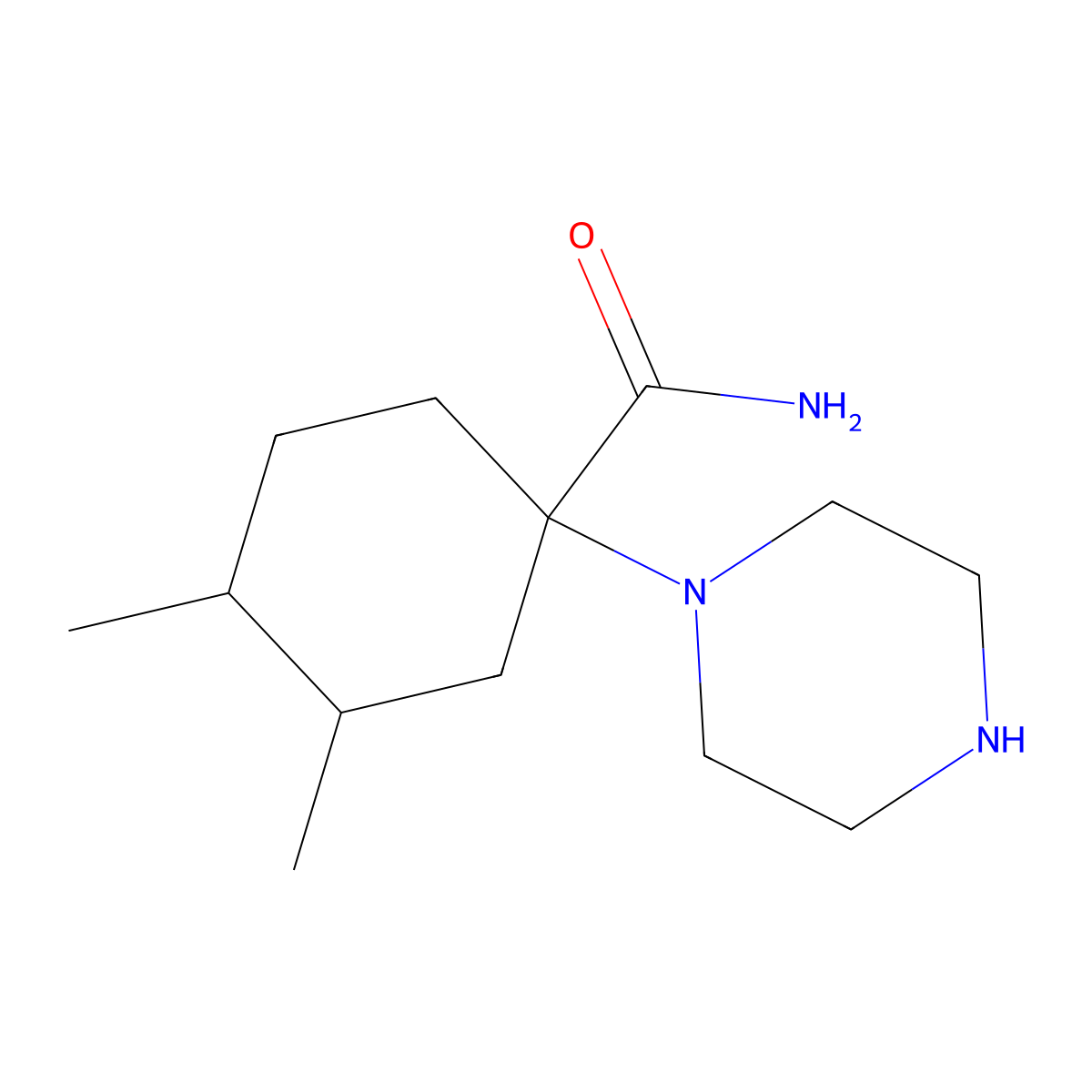 3,4-Dimethyl-1-(piperazin-1-yl)cyclohexane-1-carboxamide molecular structure, CAS 1561062-12-1