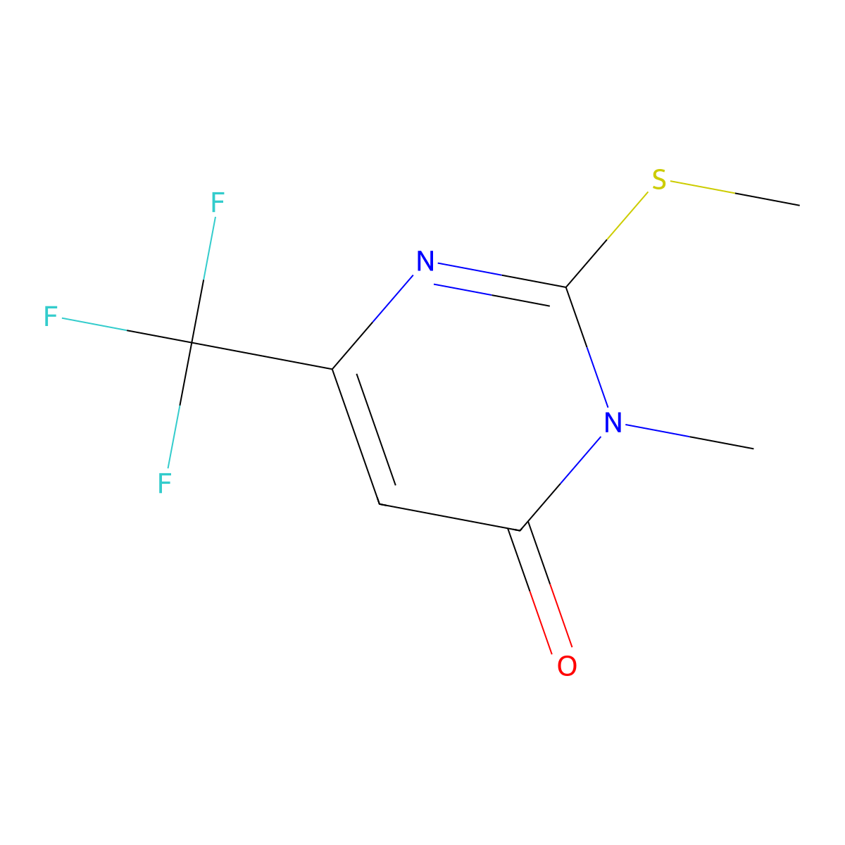 3-methyl-2-(methylsulfanyl)-6-(trifluoromethyl)-4(3H)-pyrimidinone molecular structure, CAS 156112-54-8