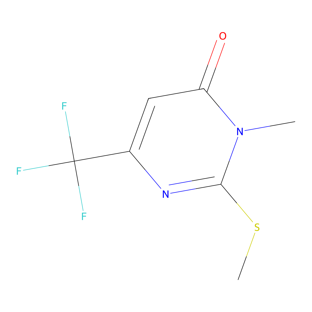 3-methyl-2-(methylsulfanyl)-6-(trifluoromethyl)-4(3H)-pyrimidinone molecular structure, CAS 156112-54-8