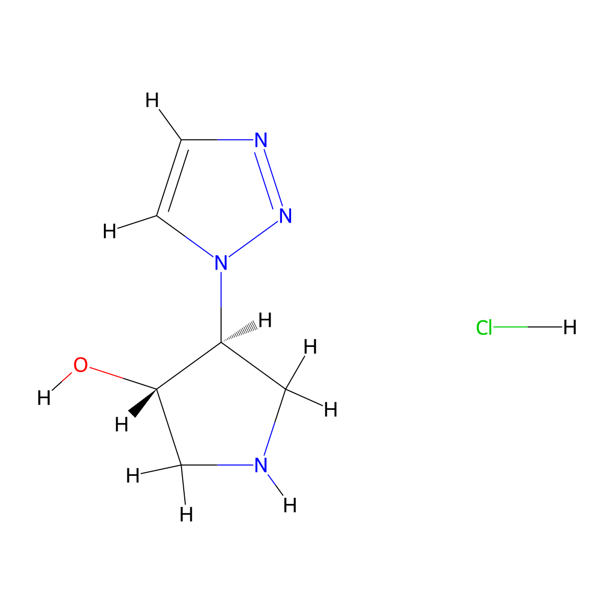 trans-4-(1H-1,2,3-Triazol-1-yl)pyrrolidin-3-ol hydrochloride molecular structure, CAS 156113-56-3