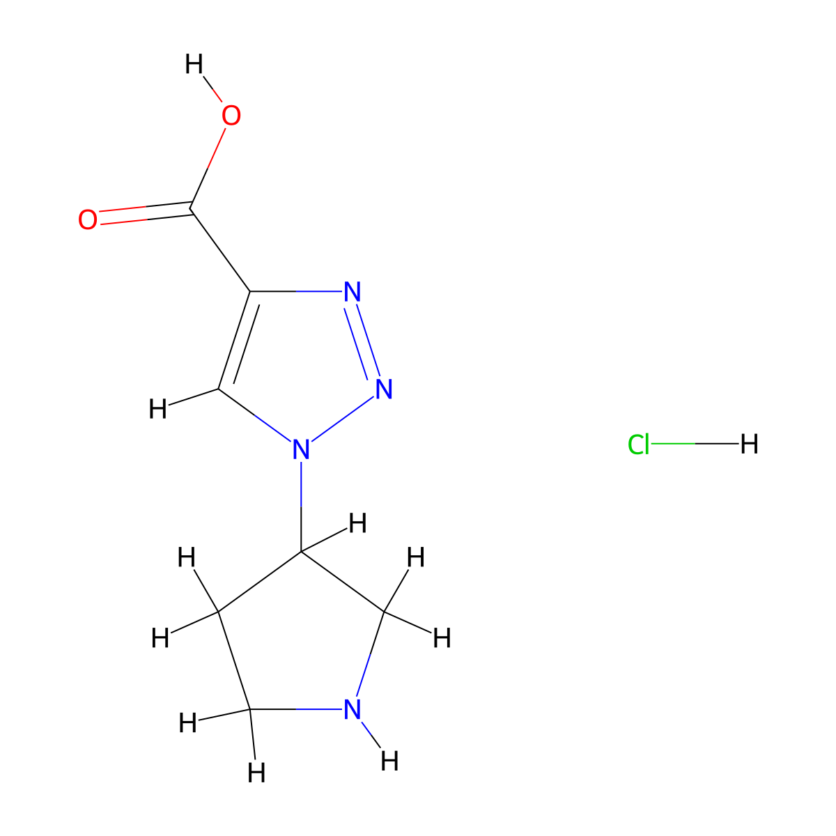 1-(pyrrolidin-3-yl)-1H-1,2,3-triazole-4-carboxylic acid hydrochloride molecular structure, CAS 156113-65-4